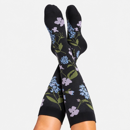 Chaussettes de compression - Fleurs Noires