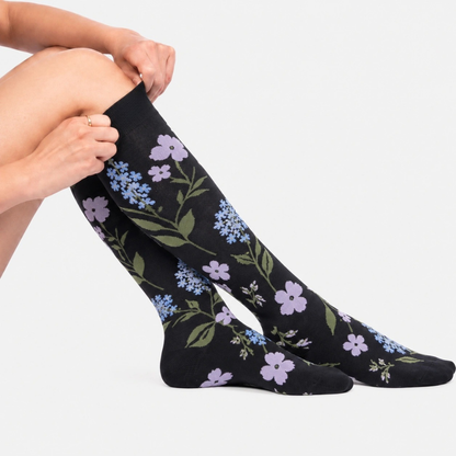 Chaussettes de compression - Fleurs Noires