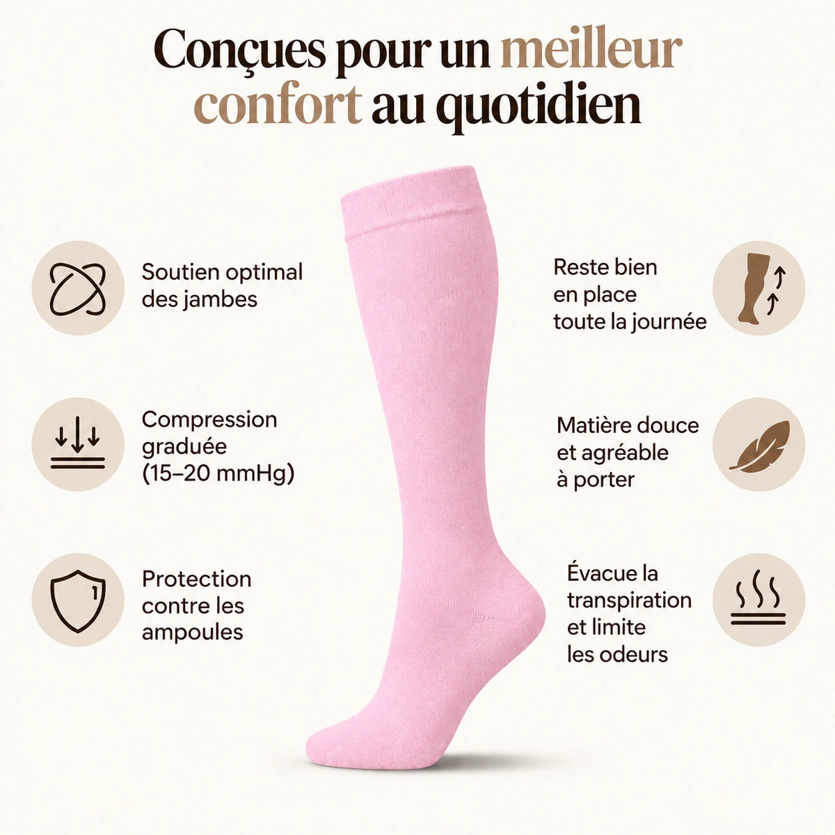 Chaussettes de compression - Rose