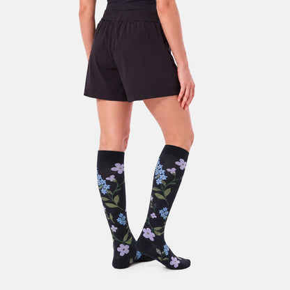 Chaussettes de compression - Fleurs Noires