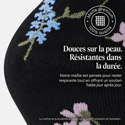 Chaussettes de compression - Fleurs Noires
