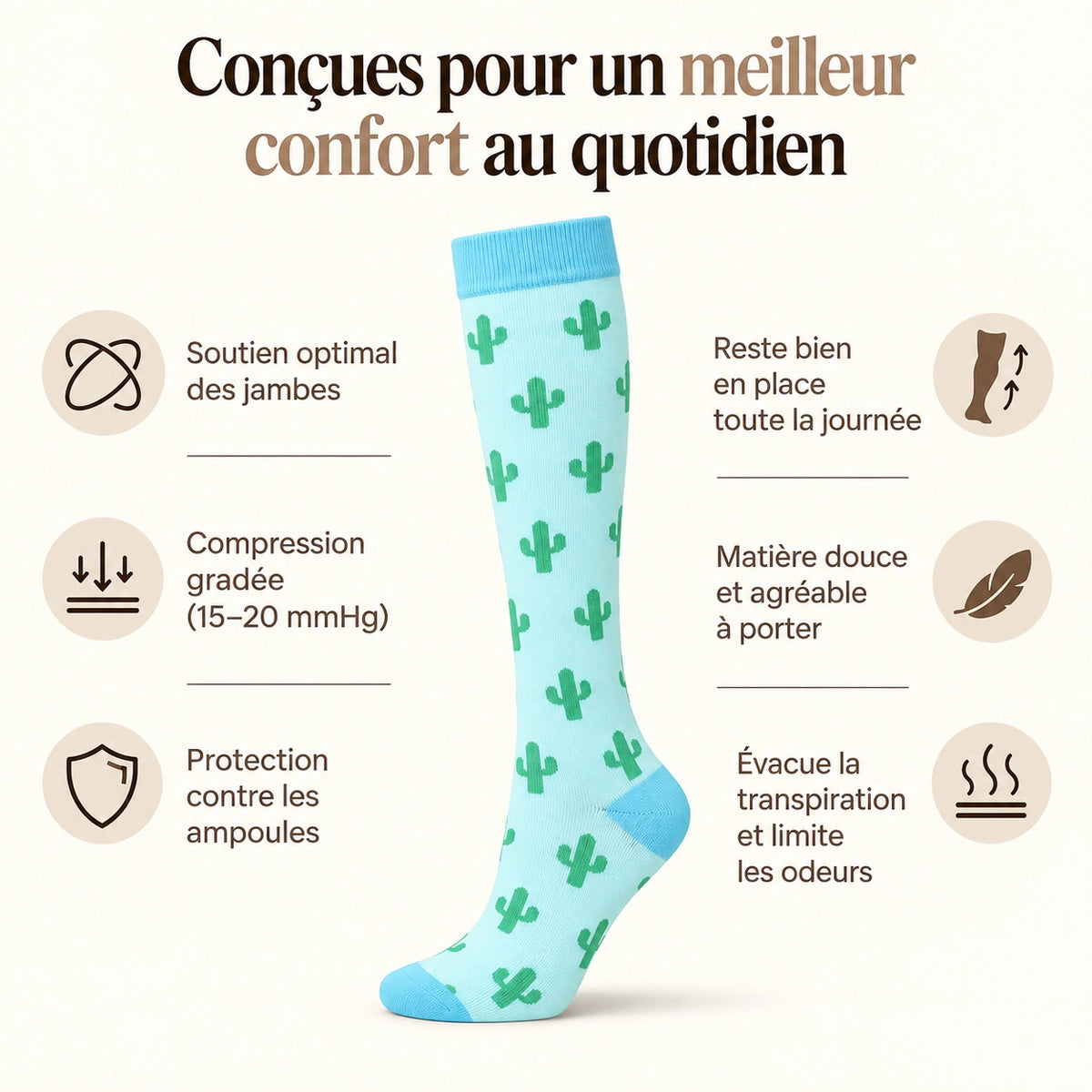 Chaussettes de compression - Cactus